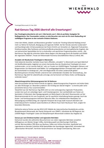 Vorschau Bild von Presseinformation Rad Genuss Tag 2026