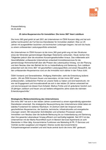 Vorschau Bild von Pressemitteilung der immo 360 grad zum 25-jährigen Jubiläum