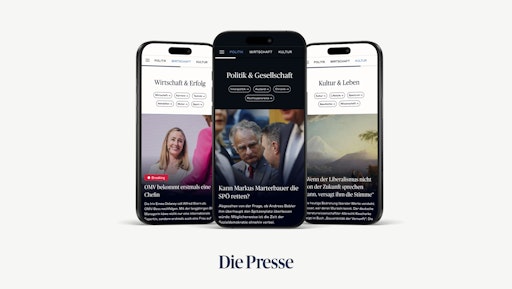 Die Abbildung zeigt die neue Oberfläche von diepresse.com