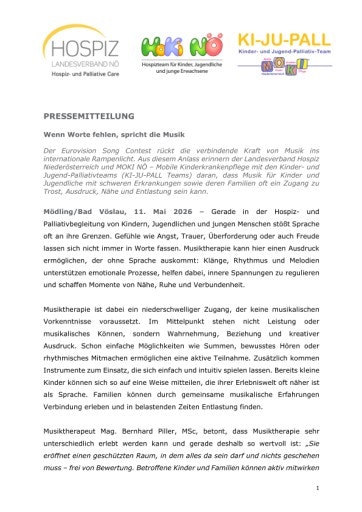 Vorschau Bild von Pressemitteilung Musiktherapie