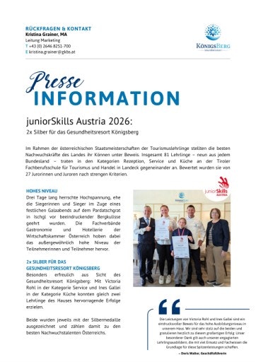 Vorschau Bild von Presseinformation juniorSkills Austria 2026