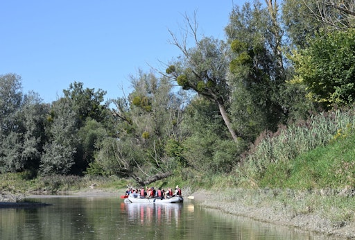 Schlauchbootfahrt in Petronell