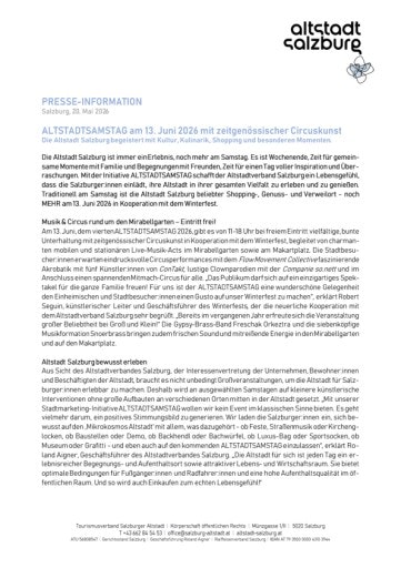 Presseinfo Altstadtverband Salzburg