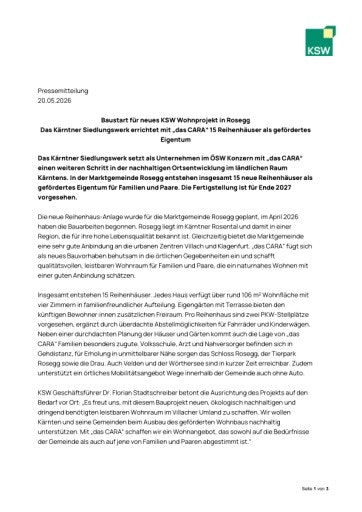 Vorschau Bild von Pressemitteilung zum Baubeginn von "das CARA" in Rosegg