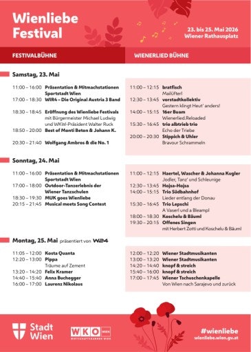 Vorschau Bild von Programmübersicht des Wienliebe Festival 2026
