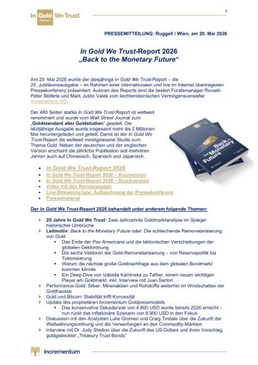 Vorschau Bild von Pressemitteilung, In Gold We Trust Report 2026