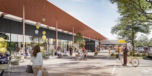 Visualisierung des neu entwickelten PRO Urfahr in Linz mit modern
gestalteter Geschäfts- und Begegnungszone. Die offene Architektur
mit großzügigem Vordach, Begrünung, breiten Gehwegen und hoher
Aufenthaltsqualität schafft ein urbanes Umfeld für Nahversorgung,
Gastronomie, Gesundheitsangebote und Dienstleistungen. Das Vitanium
Therapiezentrum PRO wird Teil dieses neuen Standorts in Urfahr.