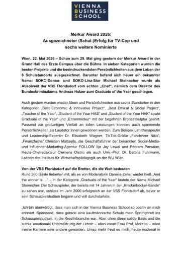 Vorschau Bild von Presseinfo Merkur Award 2026