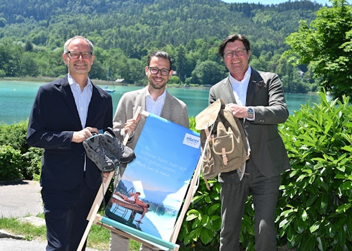Kärnten Werbung-Geschäftsführer Klaus Ehrenbrandtner,
Tourismuslandesrat Sebastian Schuschnig,
Wirtschaftskammer-Spartenobmann Tourismus Josef Petrisch