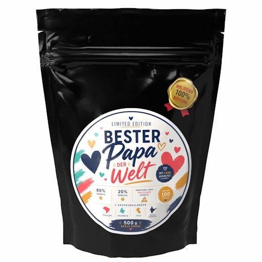 „BESTER PAPA" – ein kraftvoller Espresso-Blend aus 80 % Arabica
und 20 % Robusta, streng limitiert auf 100 Stück.
