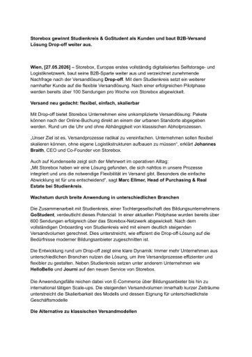 Vorschau Bild von Presseaussendung Storebox x Studienkreis