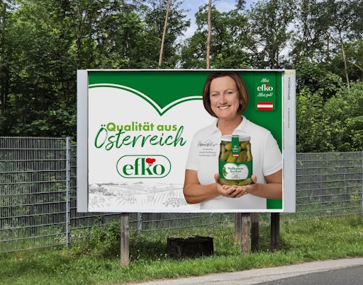 Auf mehr als 1.000 Plakaten macht efko den neuen Markenauftritt
mit heimischen Landwirt österreichweit sichtbar.