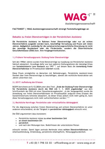 Vorschau Bild von Factsheet: Debatte zu freien Dienstverträgen in der Persönlichen Assistenz, PDF