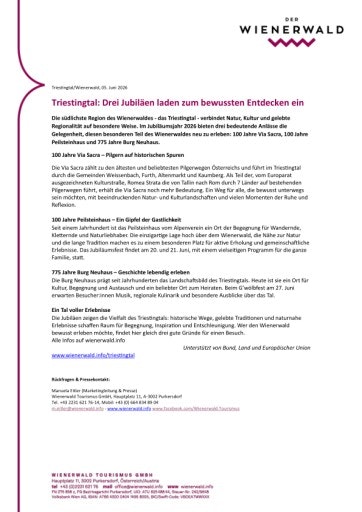 Vorschau Bild von Presseinformation Jubiläen im Triestingtal