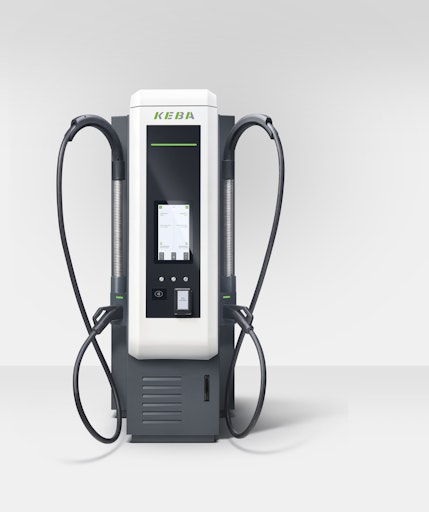 Das Bild zeigt den neuen KeContact DCA20 Autonomous Charger von
KEBA.