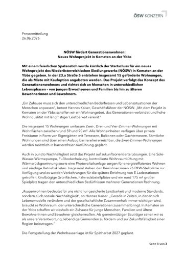 Vorschau Bild von Pressemitteilung Spatenstich Kematen an der Ybbs