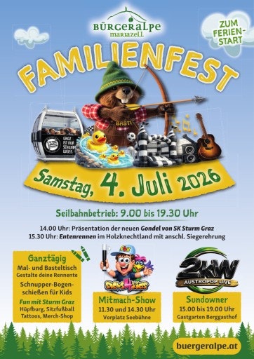Vorschau Bild von Plakat Familienfest auf der Bürgeralpe 2026