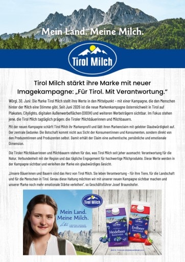 Vorschau Bild von Presseaussendung Tirol Milch Kampagne 2026