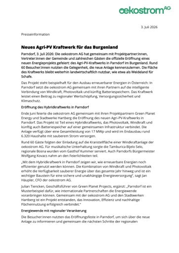 Vorschau Bild von Presseaussendung: Neues Agri-PV Kraftwerk für das Burgenland