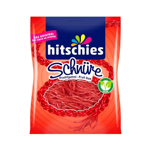 Vorschau Bild von Gemeinsam mit Heidi Klum hat hitschies etwas geschaffen, das es
so noch nie gab, ein Etuikleid, vollständig aus eben diesen roten
hitschies Schnüren.
