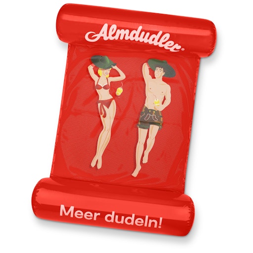 Almdudler Wasserhängematte: Loslassen, wie das Trachtenpärchen