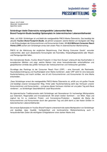 Vorschau Bild von Schärdinger bleibt Österreichs meistgewählte Lebensmittel Marke