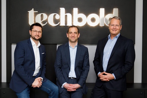 Gruppenbild des techbold Managements: Damian Izdebski, techbold
Gründer und Hauptaktionär; Matthias Stieber und Gerald Reitmayr,
Vorstände der techbold technology group AG