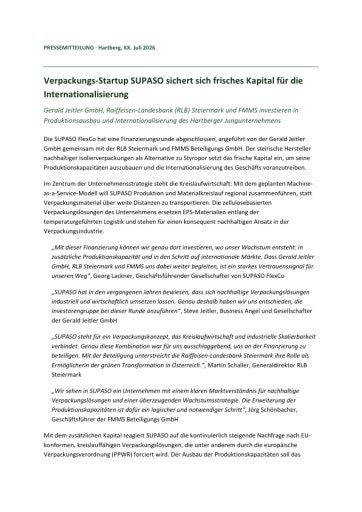 Vorschau Bild von Verpackungs-Startup SUPASO sichert sich frisches Kapital für die Internationalisierung
