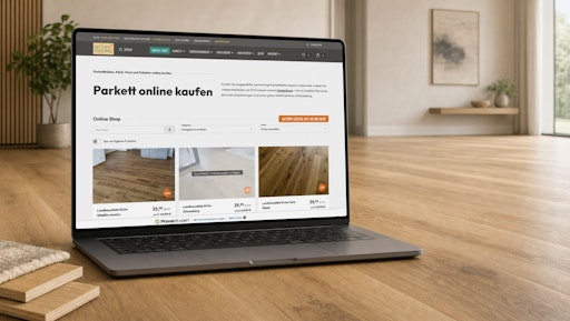 Vorschau Bild von Bequem von zu Hause aus Parkett bestellen, das geht nun über den
WOHNGESUND Online Shop.