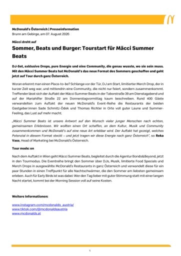 Vorschau Bild von Mäcci Summer Beats Presseinformation