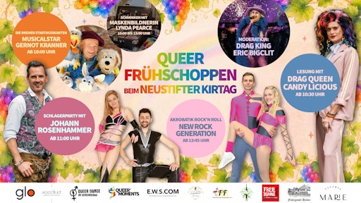 Vorschau Bild von Die von Ortrun Gauper gegründete Initiative QUEER MOMENTS lädt am
23. August 2023 ab 10.00 Uhr zu einem bunten Programm vor dem
Weingut Fuhrgassl-Huber und zeigt damit: Tradition und Vielfalt sind
kein Widerspruch – ganz im Gegenteil.