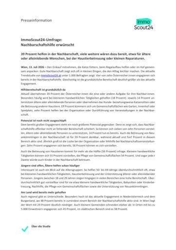 Vorschau Bild von ImmoScout24-Umfrage: Nachbarschaftshilfe