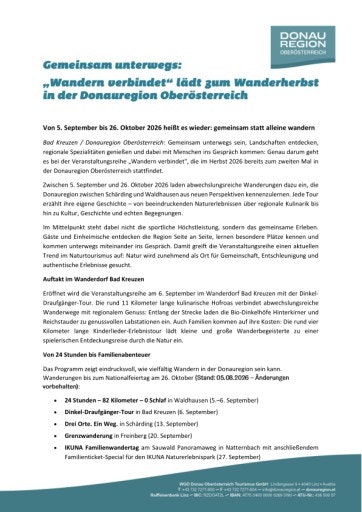 Vorschau Bild von Presseaussendung Veranstaltungsreihe „Wandern verbindet"