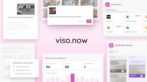 A visual overview of Viso Now, showing how users can build
computer vision applications from video and natural language
prompts. The image highlights key platform capabilities, including
vision agent creation, cloud connectors, application management and
performance dashboards, with examples for ramp utilisation, stock
detection and standard operating procedure adherence. // Die
Verwendung dieses Bildes für redaktionelle Zwecke ist unter
Beachtung aller mitgeteilten Nutzungsbedingungen zulässig und dann
auch honorarfrei. Veröffentlichung ausschließlich mit
Bildrechte-Hinweis.