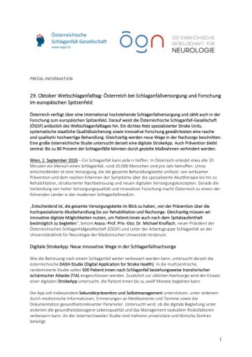 Vorschau Bild von Presse-Info Weltschlaganfalltag ÖGSF_Ö im Spitzenfeld/ neue StrokeAPP_2.9.2026