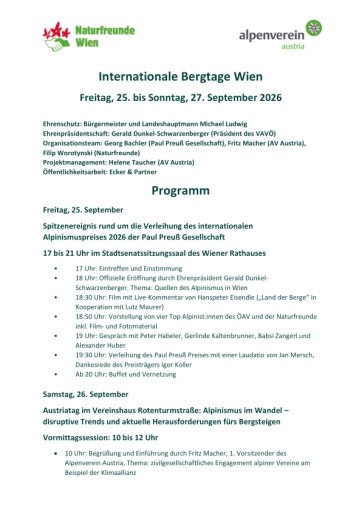 Vorschau Bild von Programm Internationale Bergtage Wien