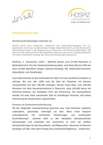 Vorschau Bild von Pressemitteilung zum Weltalzheimertag 2026