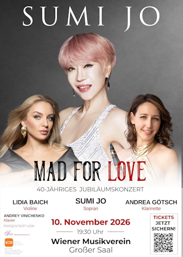 Plakat zu "Mad for Love" im Musikverein am 10. November in Wien - KI bearbeitet