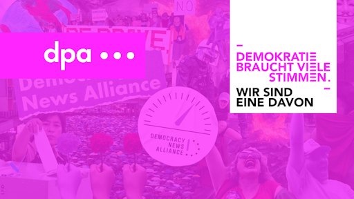 dpa und Democracy News Alliance beteiligen sich an Aktionswoche
"Demokratie braucht viele Stimmen" // Weiterer Text über ots und
www.presseportal.de/nr/8218 / Die Verwendung dieses Bildes für
redaktionelle Zwecke ist unter Beachtung aller mitgeteilten
Nutzungsbedingungen zulässig und dann auch honorarfrei.
Veröffentlichung ausschließlich mit Bildrechte-Hinweis.