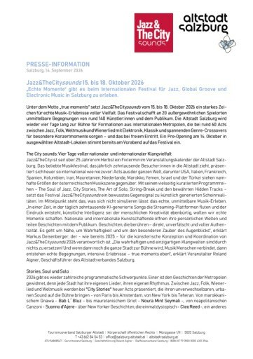 Presseinfo Altstadtverband Salzburg Programm J&TCsounds