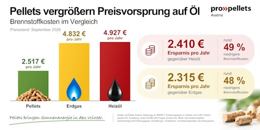 Vorschau Bild von Grafik: Pellets vergrößern Preisvorsprung auf Heizöl