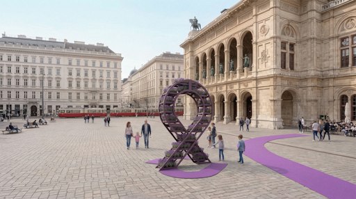 Visualisierung des Kunstobjekts des Wiener Künstlerkollektivs
RingelReih - KI bearbeitet