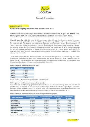 Vorschau Bild von AutoScout24-Gebrauchtwagen-Preis-Index September 2026