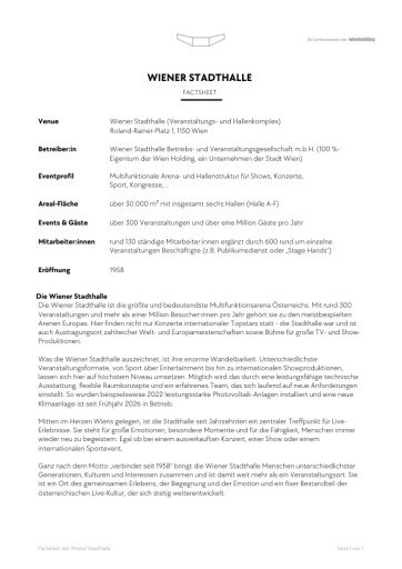 Vorschau Bild von Factsheet Wiener Stadthalle