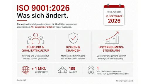 Grafik ISO 9001:2026 Was sich ändert. - KI bearbeitet