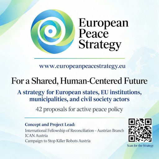 Sujet zur European Peace Strategy. Die zivilgesellschaftliche
Initiative präsentiert 42 Vorschläge für eine aktive Friedenspolitik
in Europa und richtet sich an europäische Staaten, EU-Institutionen,
Gemeinden und zivilgesellschaftliche Akteur:innen. - KI generiert