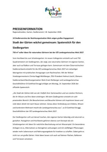 Vorschau Bild von Stadt der Gärten wächst gemeinsam: Spatenstich für den Siedlergarten.