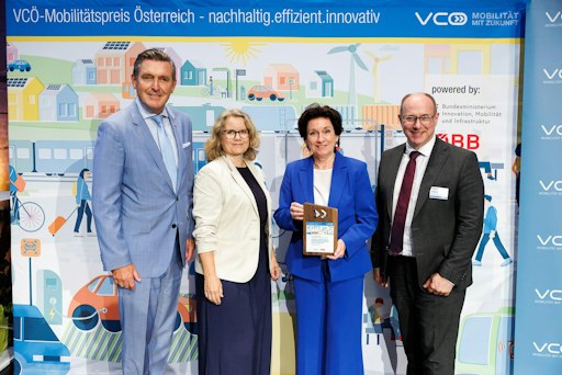 Vorschau Bild von Mobilitätsminister Peter Hanke, VCÖ-Geschäftsführerin Ulla
Rasmussen, Margarete Kriz-Zwittkovits, Präsidentin der
Wirtschaftskammer Wien, Othmar Frühauf, Vorstandsmitglied der
ÖBB-Personenverkehr AG