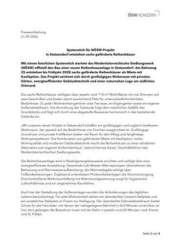Vorschau Bild von Pressemitteilung: NÖSW Spatenstich in Statzendorf