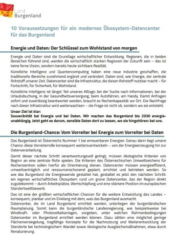 Vorschau Bild von 10 Kriterien für ein modernes Ökosystem-Datencenter für das Burgenland